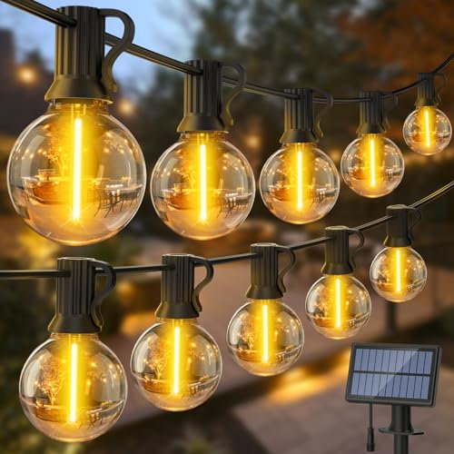 SAEIHGAE 15M 50FT Outdoor String Light Solar Powered with 20+2 G40 LED Shatterproof Bulb 3 Modes Solar Festoon Lights IP65 Waterproof for Gazebo Patio Party Wedding Decor