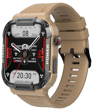 RORIOS Smart Watch per Uomo Donna Orologio Sportivo Intelligente Orologio da Polso Silicone Fitness Chiamate Bluetooth Monitoraggio Rettangolare Smartwatch Giallo