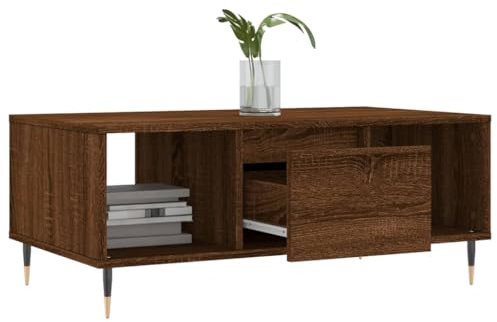 HEFZGDB Couchtisch Braun Eichen-Optik 90x50x36,5 cm Holzwerkstoff Kleiner Couchtisch Sofa Tisch Satztische Fürs Wohnzimmer Beistelltisch Klein für Innenhof Garten Balkon Café