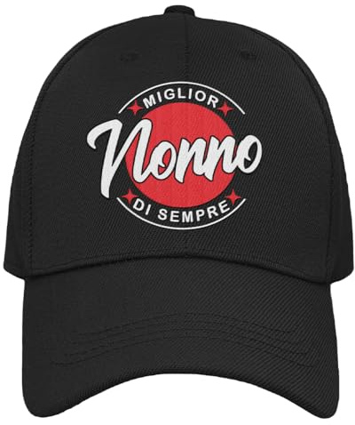 Vulfire Cappello Nonno Uomo - Miglior Nonno di Sempre - Regalo Festa del papà Compleanno Originale Idee Regali per Lui per Natale Taglia Unica con Visiera Festa dei Nonni (Nero - Nonno)