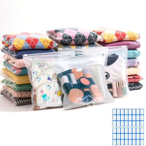 Mbsomnus 25 Pezzi Buste per Vestiti 50x60cm Sacchetti per Vestiti Viaggio Richiudibili Buste per Indumenti Trasparenti Impermeabili per Maglioni Indumenti Scarpe Home Rangement