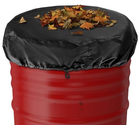 Copertura impermeabile per barile di pioggia, coperchio regolabile con coulisse, copertura per contenitore estensibile per fusti da 55 galloni, della spazzatura, barile da giardino, protezione