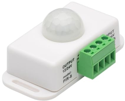 HOLIDYOYO Sensore di Movimento a Infrarossi Dc 12-24v Timer Regolabile, Rilevamento Angolo 120°, Materiale Abs e Lega di Alluminio, per Illuminazione Armadi e Sotto Letto