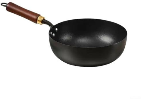 MeevrgR Handgeschmiedeter Eisen-Bauchtopf 26,5 cm, unbeschichtet, Gusseisenpfanne für gesundes Kochen, hervorragende Wärmespeicherung (28 cm Topf)