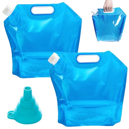 KARELLS 10L Faltbarer Wasserkanister mit Dichtem Deckel, 2 Stück Wasserkanister Faltbar, Wasserbehälter Foldable Wassersack, Wiederverwendbare, für Camping, Festival, Garten für Outdoo