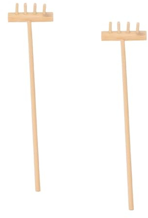 Kisangel Mini Râteau De Jardin Zen en Bambou 14cm x 3,5cm, Lot De 2, Accessoires pour Bac à Sable Intérieur, Outil De Contemplation Et Création De Motifs Zen