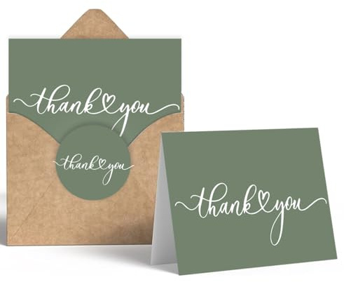 30Pack 350GSM | Thank You Cards with Envelopes & Seal Stickers,Blank Thank You Notes for Wedding,Baby Shower,Bridal Shower,Graduation,Business,Teacher Appreciation Gifts 3.5x5 inches(Forest Green)