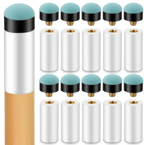 APLZGMG 10 Sets Pool-Queue-Spitzen, Ersatz-Set, 12 mm und 13 mm, zum Aufschrauben mit weißen Aderendhülsen, kein Kleber oder Klemme erforderlich, für Snooker und Billard (blau)