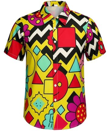 ZHAOCAI Shiteshirts Hawaiian Shirts for Men Shite Mens UK Summer Shit Shirt 80s Outfits Ugly Funky Tshirt Short Sleeve T Disco Hawaii (UK, Alpha, L, Regular, Regular) Yellow