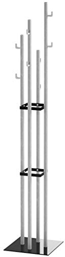 HAKU Möbel Garderobenständer edelstahloptik, schwarz, Metall, Sicherheitsglas 8 mm - Maße: B 35 cm x H 182 cm x T 35 cm, Style: Modern
