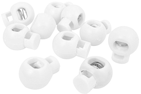 sourcing map 10 Pcs Kordelstopper Stopper Kordel klein Weiß 6mm x 5mm Kordelklemme Endstück Kabelstopper Kordel Schloss Cordlock Stopper für Bekleidung Haube