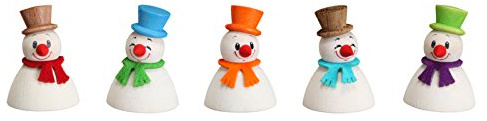 Seiffener Volkskunst Wippelfiguren Wippel-Schneemann, 5 Stück, 4 cm Hoch, Original Erzgebirge SV 17005