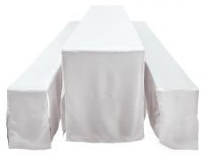 Mc-Stoff Biertischgarnitur Husse Bierbankhusse 3er Set 70cm weiß GLÄNZEND 3 TLG.
