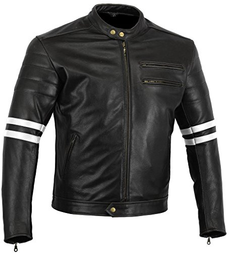 Bikers Gear UK GIACCA in PELLE da MOTO VINTAGE CUSTOM CAFE RACER TAGLIA L