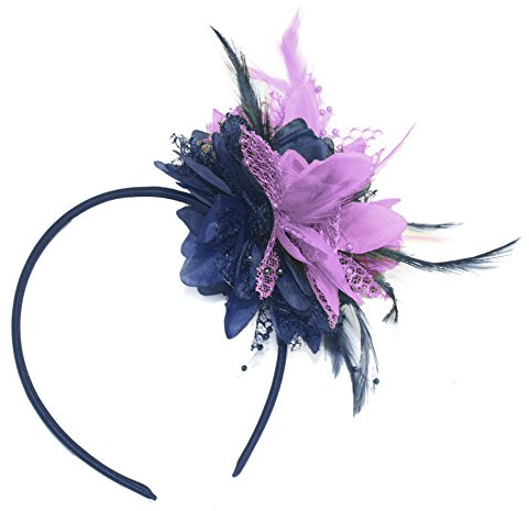 Caprilite Fascinator auf Haarreif, Marineblau und Lila, für Hochzeiten, Marineblau und Flieder, 1 count (Pack of 1)