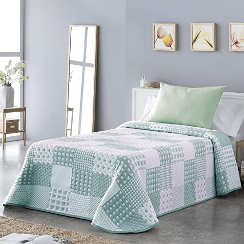 VIALMAN Leichte Tagesdecke Sofia 21 für Doppelbetten mit 180 und 200 cm | Tagesdecke für 180 und 200 cm Bett | Tagesdecke 270 x 270 cm, Grün