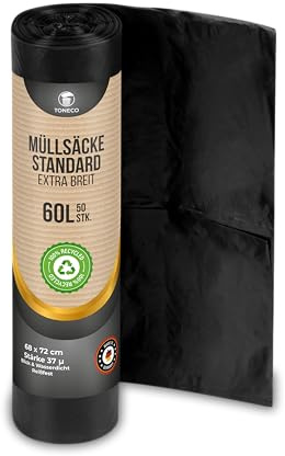 Müllsäcke 60L EXTRA BREIT Schwarz (50 bis 2000 Müllsäcke) (100)