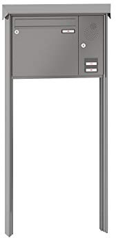 RENZ/Prisma/Freistehende Briefkastenanlage Standbriefkasten/RAL-Farbe 9007 Volumen 12 L/zum Einbetonieren/Sprechsieb rechts/Dein-Briefkasten.de