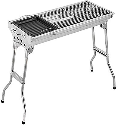 MYAOU BBQ Grill Edelstahl Outdoor Holzkohle Grills & Raucher Tragbarer Klapp-Camping-Tisch mit Stauraum, Leichtgewicht