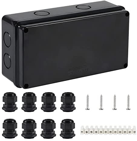 IP65 Waterproof Junction Box Large ABS Electrical Box Outdoor Cable Connector,Black(200x100x70mm)