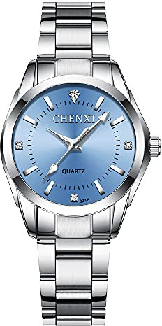 Women's Watch,Elegant Steel Bracelet Analogue Silver Quartz Watch,Gifts for You and Your Family,Bracelet(Light blue)