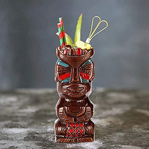 Tiki Tiki Tiki-Becher aus Keramik, für Cocktailpartys, niedliche, exotische Cocktailgläser – tolle Geschenkidee für Zuhause, Bar, 450 ml