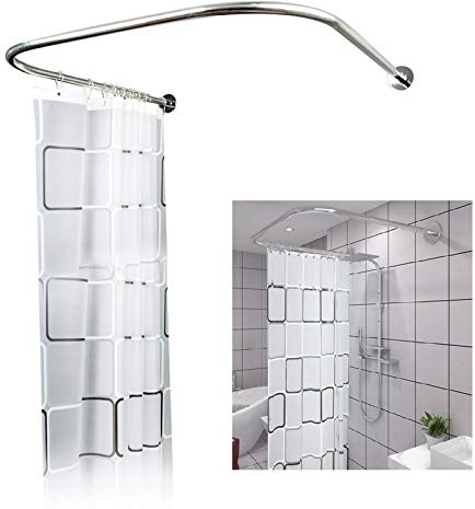 Duschvorhangstange Badewanne Edelstahl Duschstange Ecke Badewanne Edelstahl Eckduschstange Winkelduschstange für Badewannen & Duschtassen Duschvorhangstangen U Form FüR Badezimmer KüChe