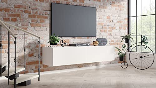 4housedesign - Mobile TV da parete da 120 cm | Board lowboard Television Soggiorno tavolo TV | Mobile tele sospeso mobile basso TV 55 Zoll – Mobile TV 120 cm Lunghezza bianco opaco