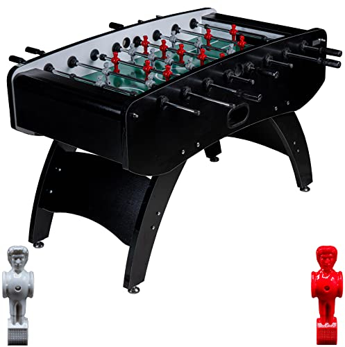RAMROXX Fußball Tischkicker Profi Schwarz grünes Spielfeld Figuren Grau Rot 80kg