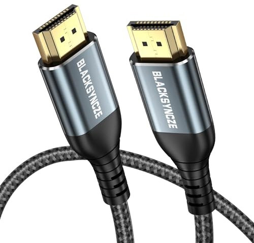 BLACKSYNCZE 4K HDMI Cable 2M, HDMI Lead Nylon Braided HDMI 2.0 Cable Lead High Speed 18Gbps Support 4K@60Hz, ARC, HDR, 3D, Ethernet, Compatible with TV, PS5/4/3, Xbox, Projector, Laptop, PC, Monitor