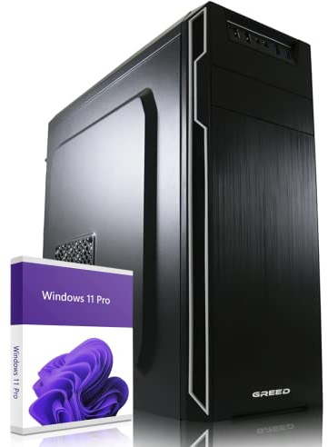 GREED® Multimedia PC mit Intel Core 12th Gen - Schneller Rechner + Computer für Büro & Home Office mit 4,3 GHZ, 16GB RAM/Arbeitsspeicher - 240GB SSD + 1TB - DVD+RW - USB3.0 - WLAN, Windows 11 Pro