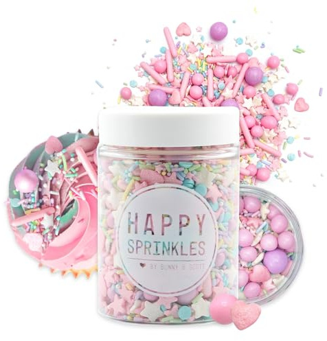 Happy Sprinkles PASTEL VIBES - Party Streusel Torten Cupcake Keks Deko -90g | Pastellfarbener Streuselmix mit Schokolade, für Torten, Cupcakes & Kekse, ideal für Babyparty, Taufe & Hochzeit