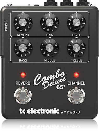TC Electronic COMBO DELUXE 65' PREAMP Pedale per Chitarra | Preamp a Doppio Canale con Controlli Indipendenti dei Canali, Riverbero a Molla Integrato e Uscite Dedicati per DI e Cuffie.