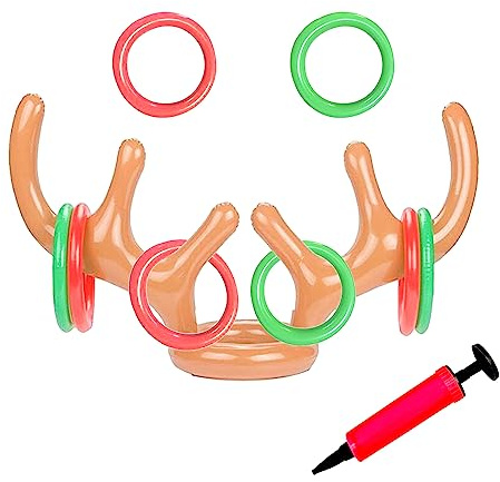 Spldsun 10 Pezzi Corna Cervo Gonfiabile Set, Gonfiabile Lancio Anelli Gioco, Anelli Gonfiabili, Giocattolo per Bambini, per Piscine Giocattoli gonfiabili, Decorazione Partito Piscina Giocattoli