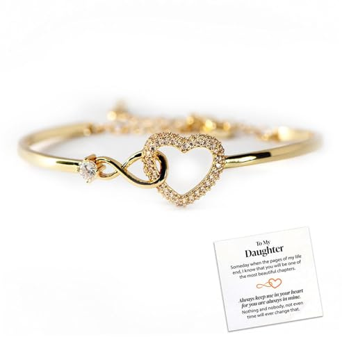 CERAVI Always In My Heart – Unendlichkeits-Herz-Armband, to My Daughter Infinity Love Herz Armband, Mutter Tochter Armband, Verstellbarer Schmuck, Geburtstagsgeschenk für Frauen und Mädchen