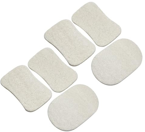 GLEAVI 6pcs Loofah Dishwashing Brush Scouring Pads, Multi-Purpose Cleaning Brush for Kitchen, Grease Removal and Hard Dirt, for Household Kitchen Cleaning | Beige Microfiber, Bowl Brush for Countertops and Tile, Bathroom Household Use