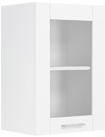 Küchenschrank hängend, Maße ca. H. 60 x B. 40 x T. 31 cm, Hängeschrank mit Glas im Landhaus Stil, Küchenmöbel – Colura