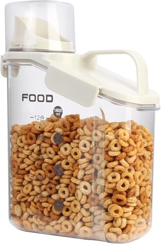 ZEBAN Small Cereal Containers 1.5L Airtight Dry Food Airtight Dry Food Storage Containers with Pouring Spout Dry Food Dispenser for Flour, Sugar, Rice, Oats