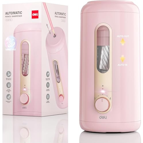 Electric Pencil Sharpener, Fully Automatic Pencil Sharpener for 6.9-10.8mm Colored/Jumbo Pencils, Auto in & Out, Rechargeable Hands-Free Sharpener for Classroom Home Office, Pink