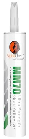 CROMAR AlphaChem MM70 Ultra Strength Grab Adhesive | High Strength Solvent-Free Multi-Purpose Grab Adhesive Extra Stong Grab Adhesive SF | 290ml Cartridge - White