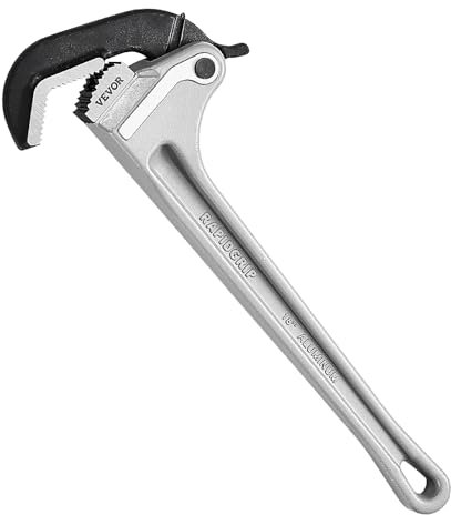 VEVOR 18 Aluminum Pipe Wrench with Automatic Jaw Adjustment - Ergonomic Handle, Easy to Carry, Hangable Design for Water Pipes and Automotive Repairs