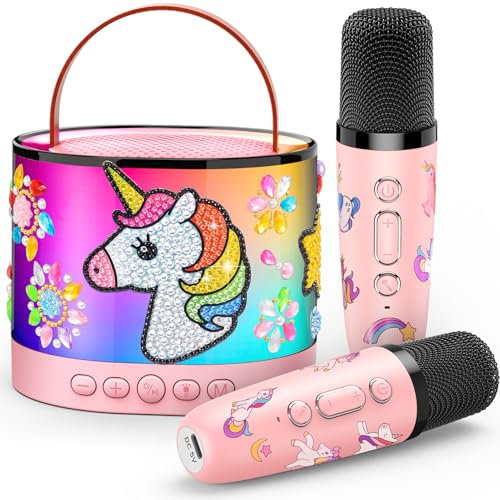 Gralal Unicorn Gifts for Girls,Karaoke Machine 2 Microphones Girls Toys Age 3-12 Year Old Girls Gifts Girls Birthday Presents Kids Microphone Kids Toys for 4-12 Year Old Girls Xmas Gift for Kids