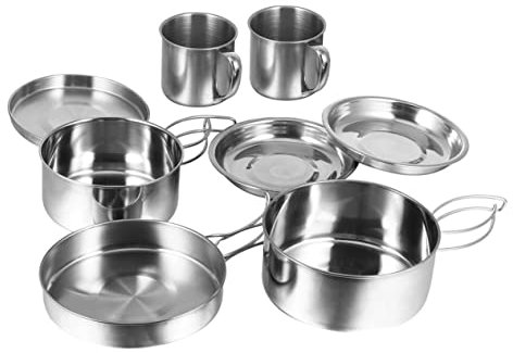 Parliky 1ensemble Casseroles Acier Inoxydable Pour Cuisine De Camping Kit De Portable Pour Pique- Et Randonnée Ustensiles De Cuisine Légers Et Faciles à Nettoyer