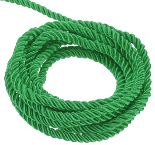 sourcing map Cordoncino intrecciato da 3 mm, 3 strati, lucido, per artigianato, sacchetti regalo, tende, decorazioni natalizie, 10 m, colore: verde scuro