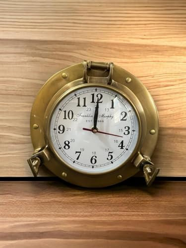 Brass Antique Nautical Maritime Ship Boat Porthole Clock - Unique Marine Decor | Ideal Housewarming, Birthday, Wedding Gift (9 Inch)