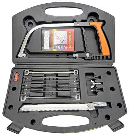 13 in 1 Multifunctional Hacksaw Tool for Metal/Wood/Plastic Cutting | Interchangeable Blades & Storage Box | Compact Design for DIY Projects & Precision Cutting (Black and Metallic)