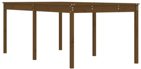 Hovothy Garten-Esstisch Multifunktionalen Gartentisch Couchtisch für Essen im Freien Teetisch für Terrasse Hinterhof oder Garten Gartenmöbelstück Eleganten Design Honigbraun 203,5x100x76 cm
