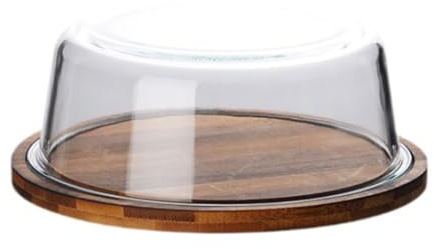 LOVIVER Boîte de Rangement pour Fromage avec Couvercle en Verre, Plateau à Gâteaux Léger et Robuste, Garde-Beurre pour Table, Cuisine, Café, 21cmx8cm