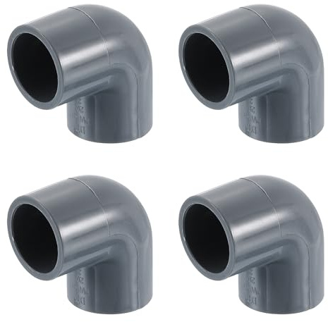 sourcing map Codo de 1,27 cm de 90 grados, 4 accesorios de tubería de PVC de 2 vías en ángulo recto, adaptador de salida lateral, acoplamiento, conectores de PVC para muebles de construcción, color