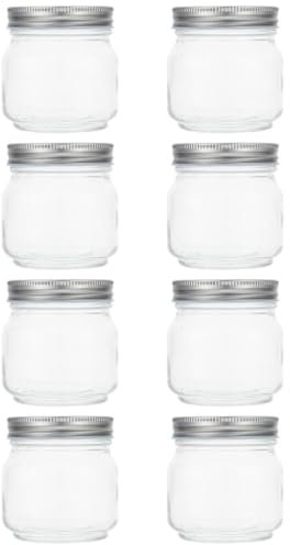 PRETYZOOM 8pièces Bocaux à Confiture Vides Verre Petits Pots Avec Couvercles Hermétiques Contenants De Rangement Pour Gelée Et Confiture Compacte